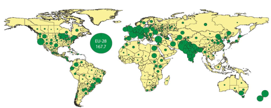 Regionale melkproductie in de wereld Regionale melkproductie in de wereld